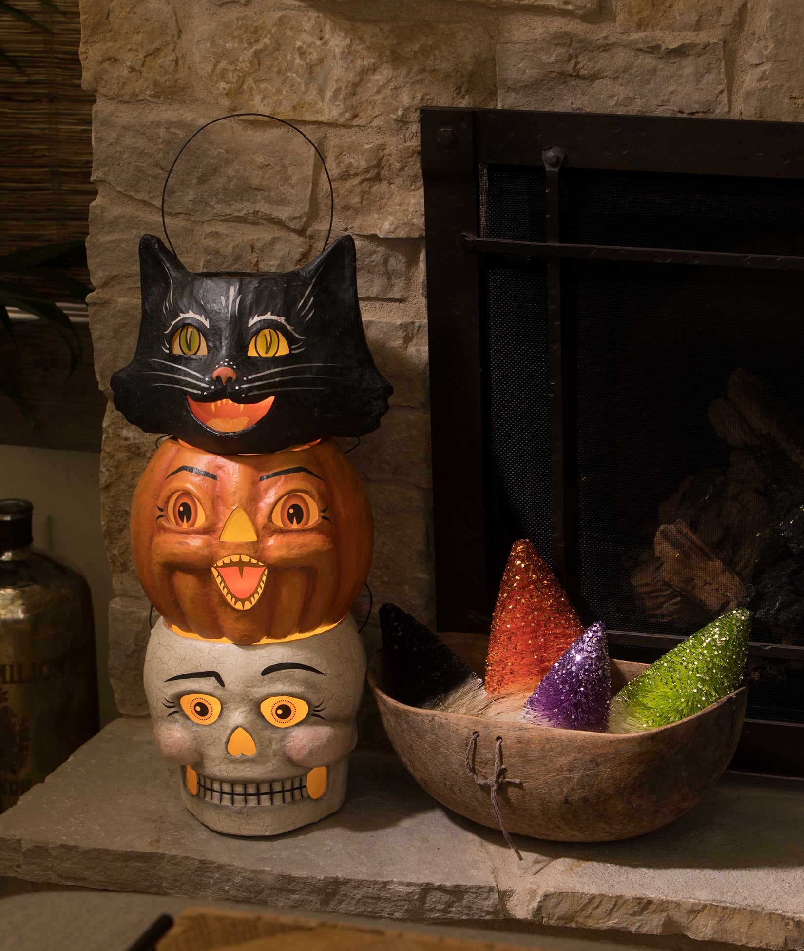 Spunky Pumpkin Bucket Paper Mache - table decor | Bethany