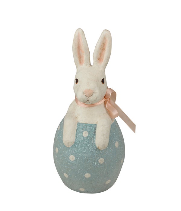 Bunny in Blue Egg Paper Mache