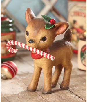 Little Retro Reindeer With Candy Cane