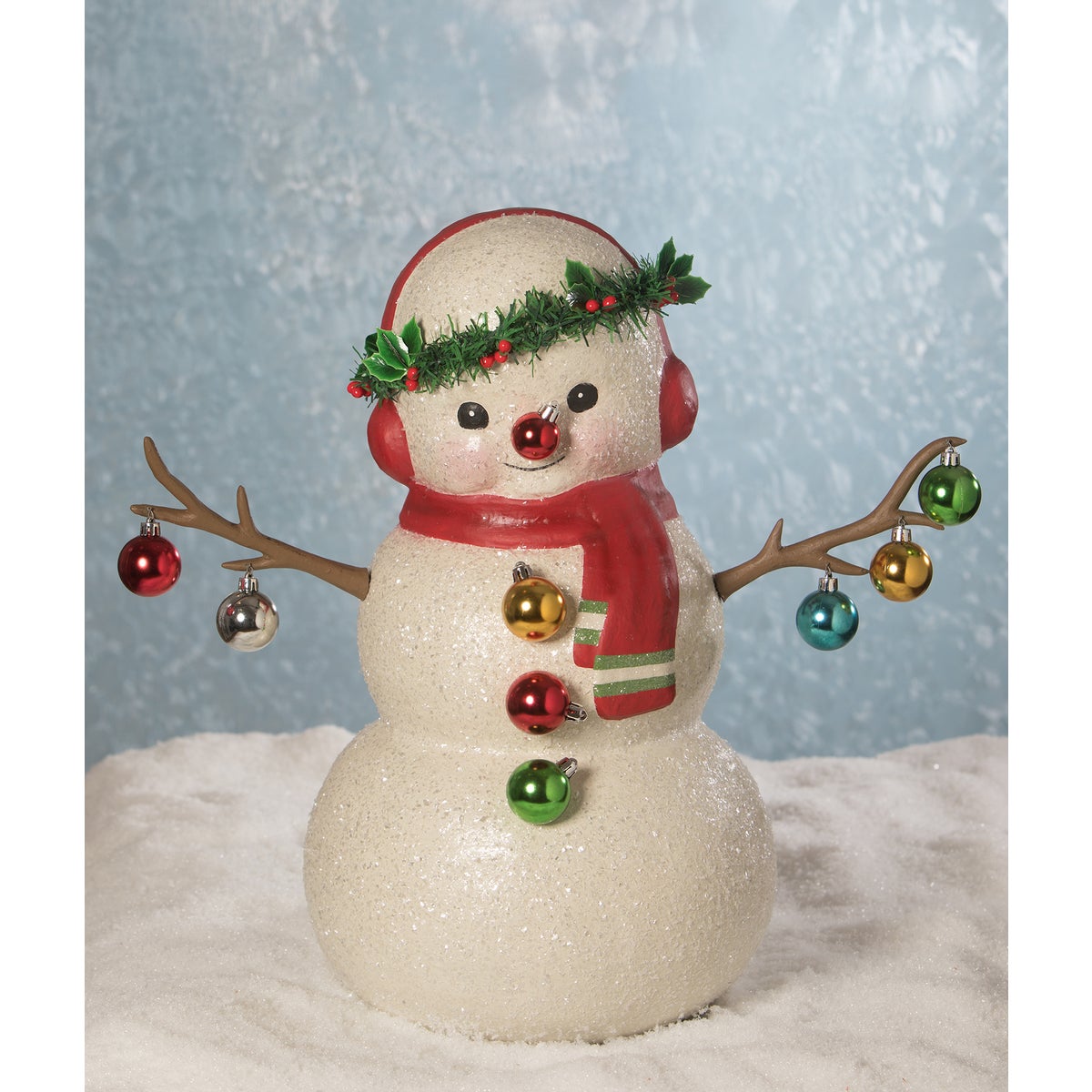 Baubles Snowman Large Paper Mache