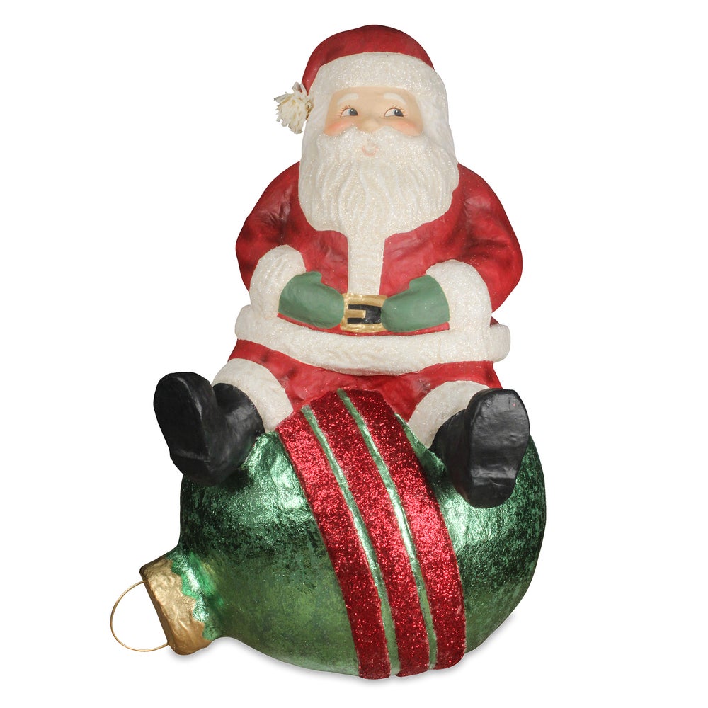 Jolly Santa on Bauble Large Paper Mache