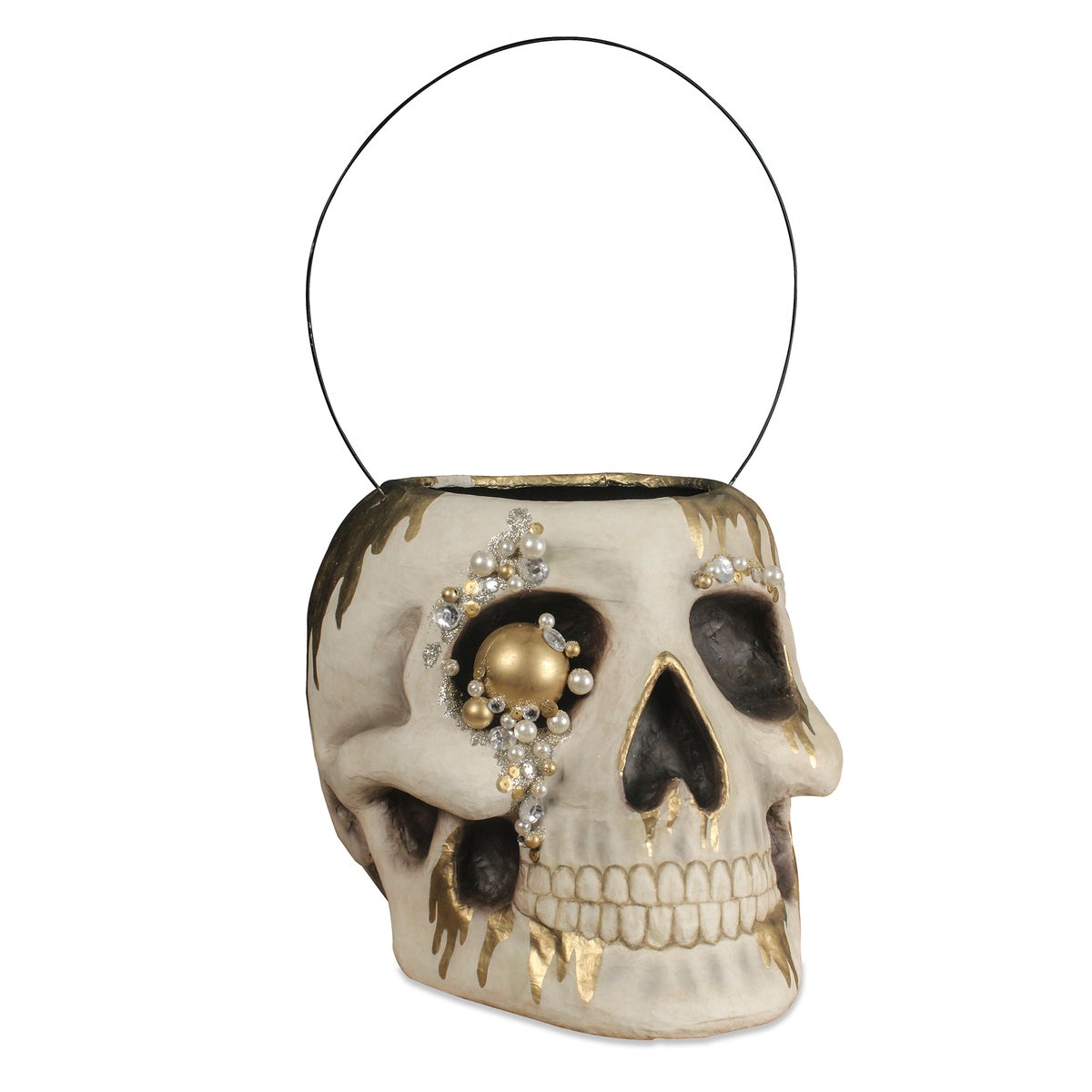 Jeweled Skull Bucket Large Paper Mache