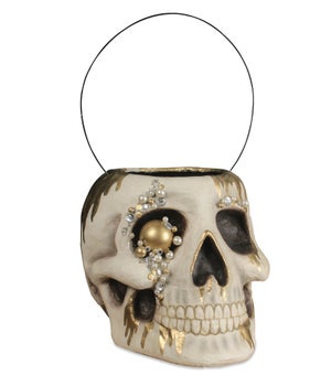 Jeweled Skull Bucket Large Paper Mache