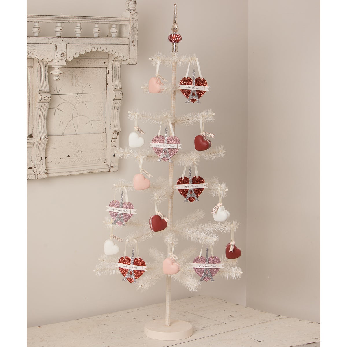 Eiffel Tower Red Heart Ornament