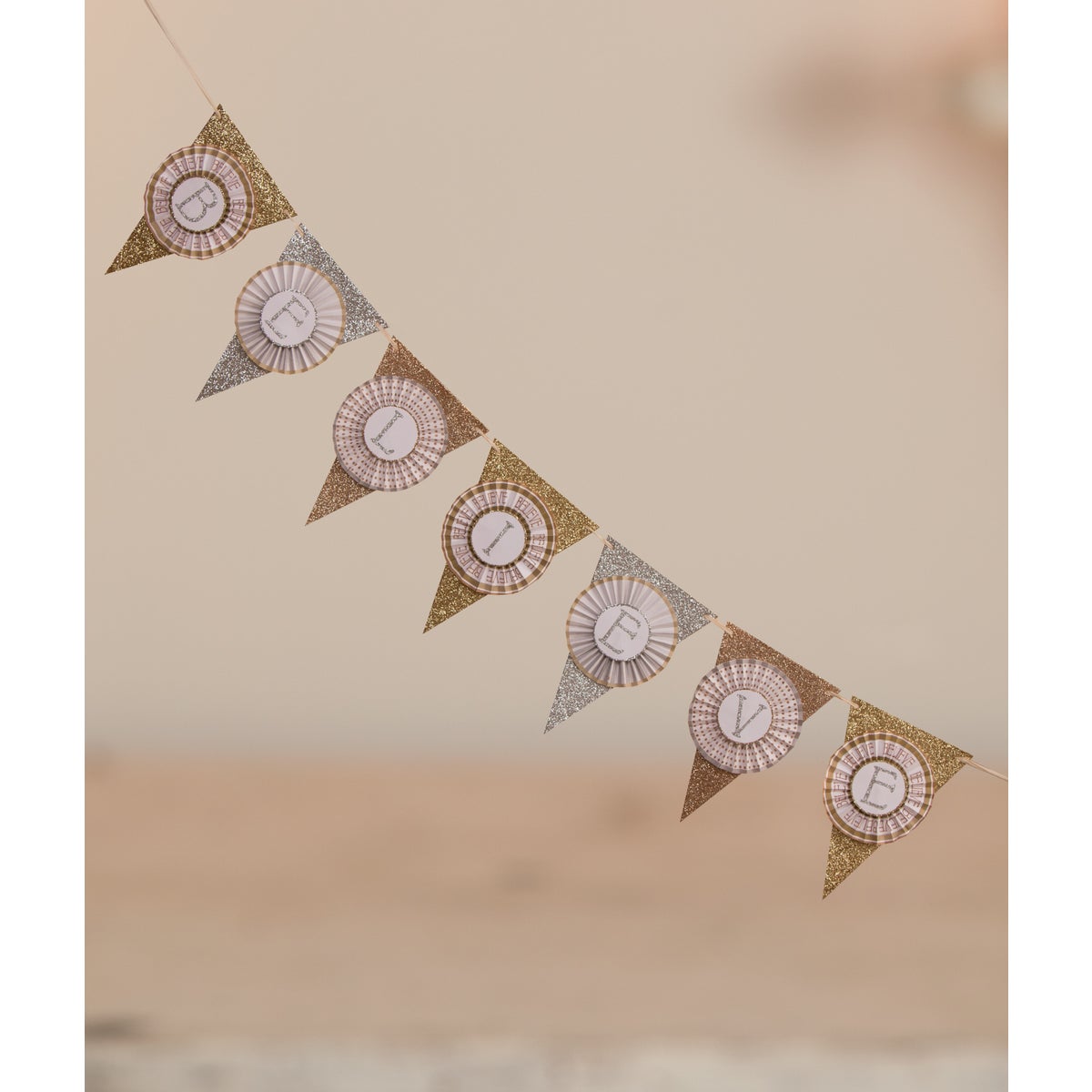 Believe Metallic Glittered Garland