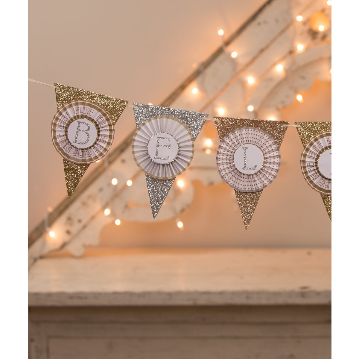 Believe Metallic Glittered Garland