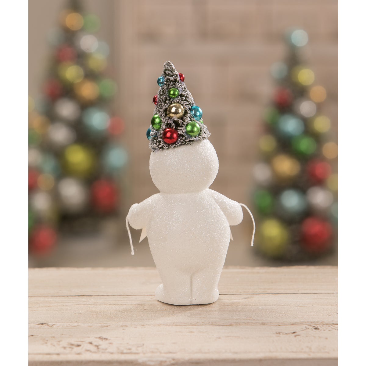 Retro Merry Snowman With Tree
