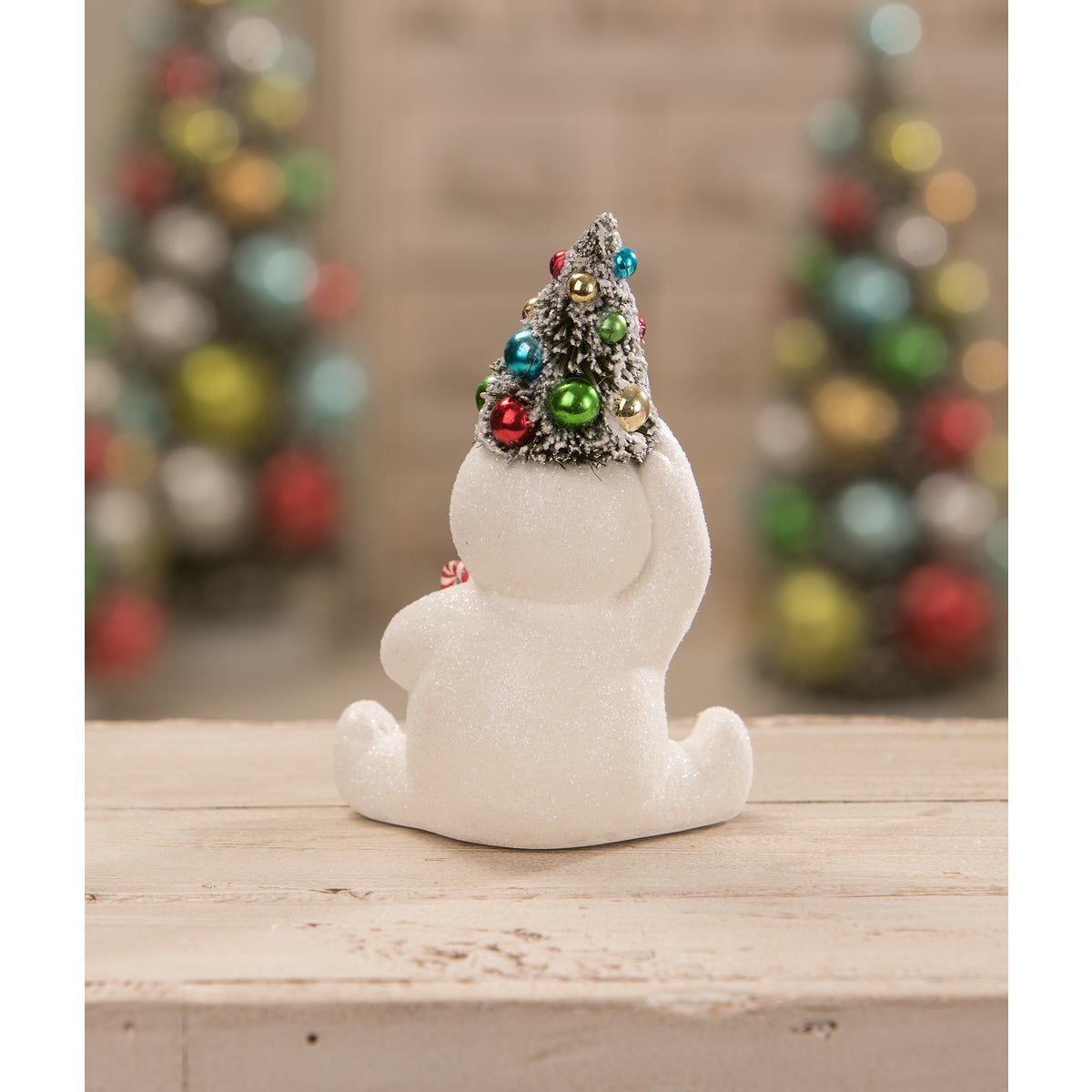 Retro Candy Cane Snowman With Tree