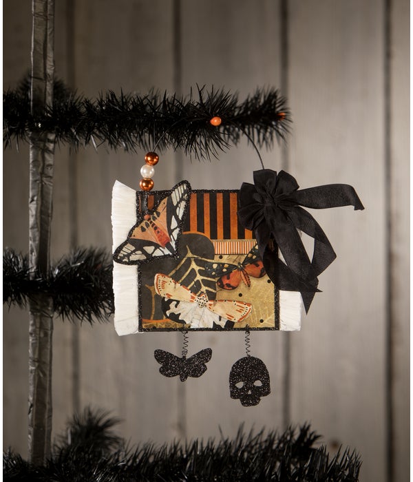 Black and White Moth Postcard Ornament