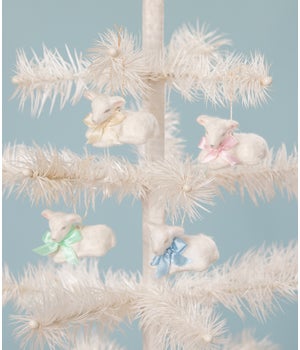 Pastel Fuzzy Lamb Ornament 4A