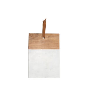 WHITE MARBLE WOOD SQUARE CUTTING BOARD SMALL