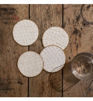 RECYCLED FABRIC ROUND COASTERS, SET OF 4