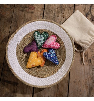 RECYCLED SAREE HEARTS MULTI, SET OF 6