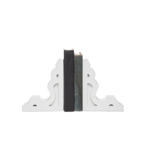 WHITE CORBEL BOOKENDS, SET OF 2