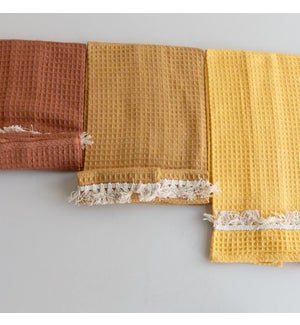 JACEY WAFFLE TOWELS MUSTARD, SET OF 4
