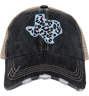 Blue Leopard Texas State Trucker Hat