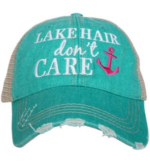 Lake Hair HOT PINK ANCHOR on Teal Trucker Hat