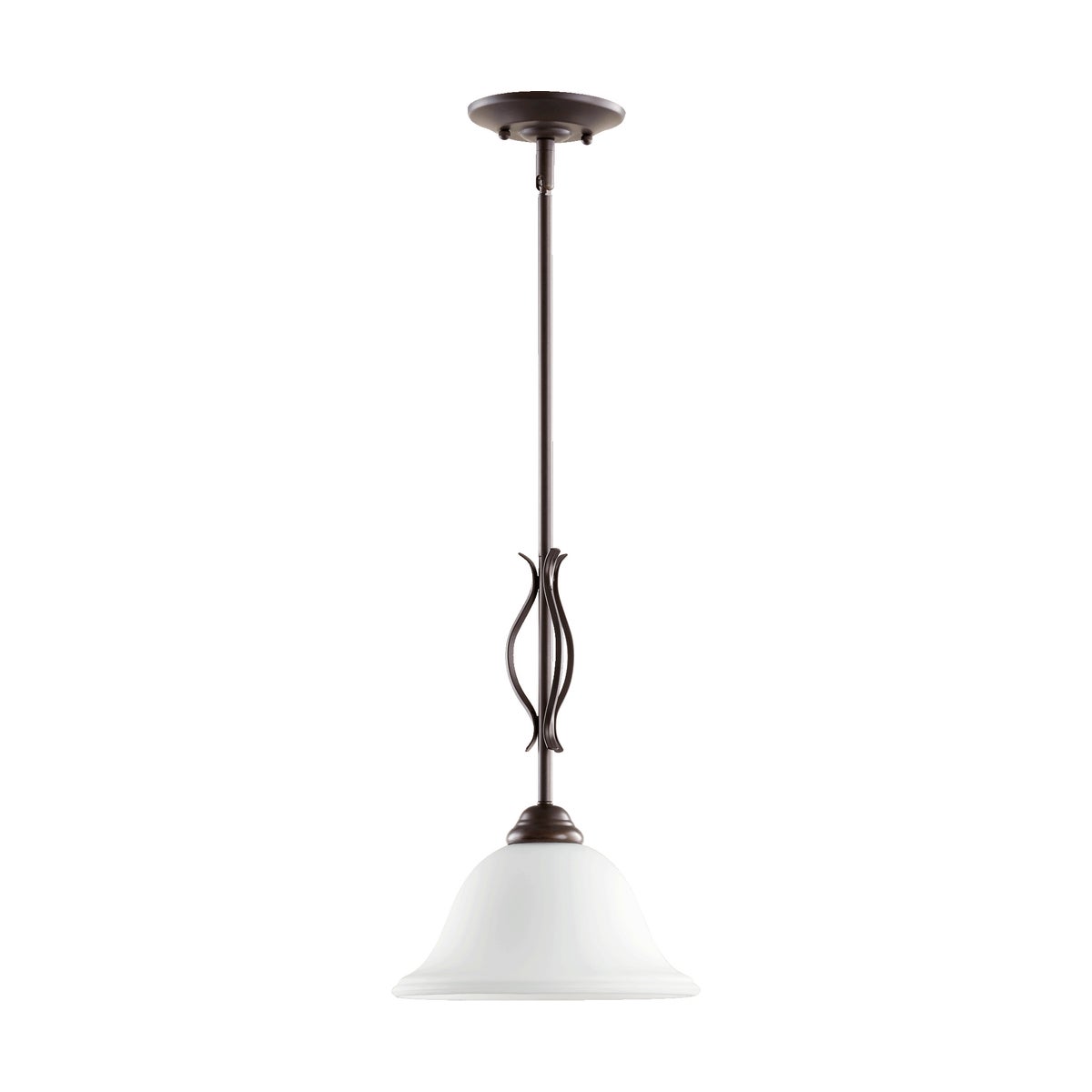 Spencer Oiled Bronze Satin Opal Glass Transitional Mini Pendant