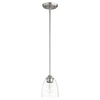 Jardin Satin Nickel with Clear Seeded Glass Transitional Mini Pendant