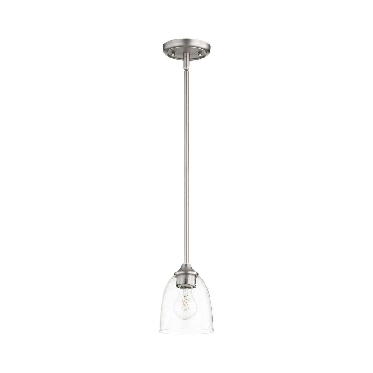 Jardin Satin Nickel with Clear Seeded Glass Transitional Mini Pendant