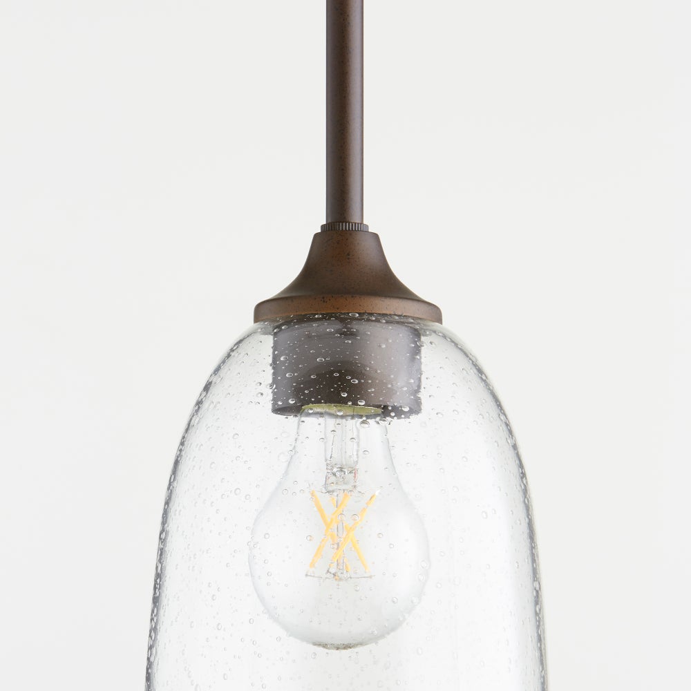 Jardin Oiled Bronze with Clear Seeded Glass Transitional Mini Pendant