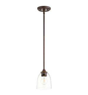 Jardin Oiled Bronze with Clear Seeded Glass Transitional Mini Pendant