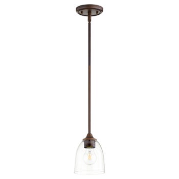 Jardin Oiled Bronze with Clear Seeded Glass Transitional Mini Pendant