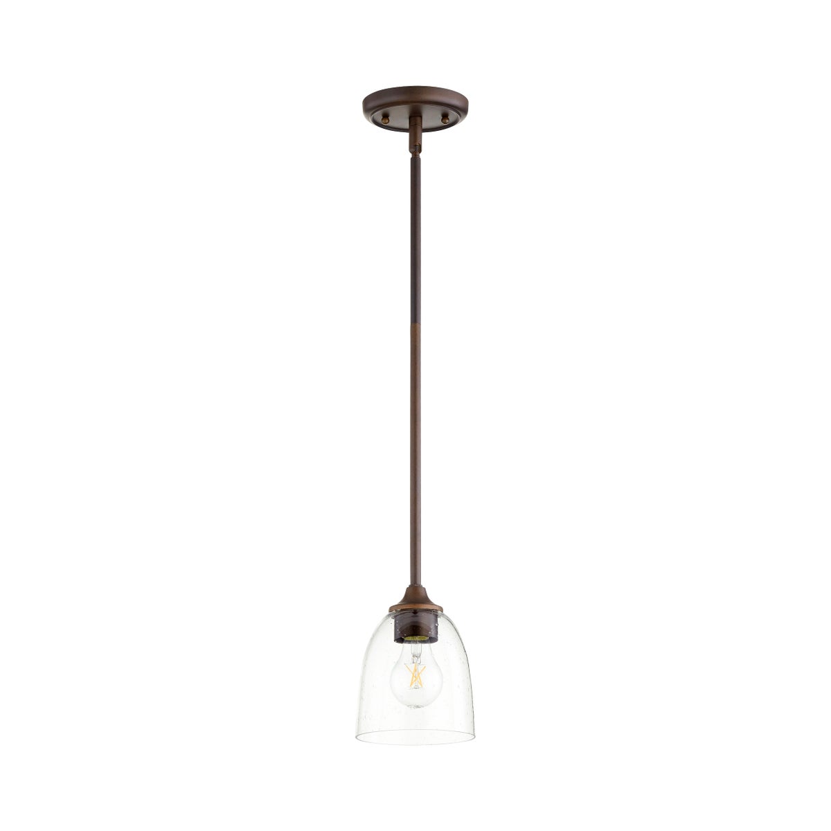 Jardin Oiled Bronze with Clear Seeded Glass Transitional Mini Pendant
