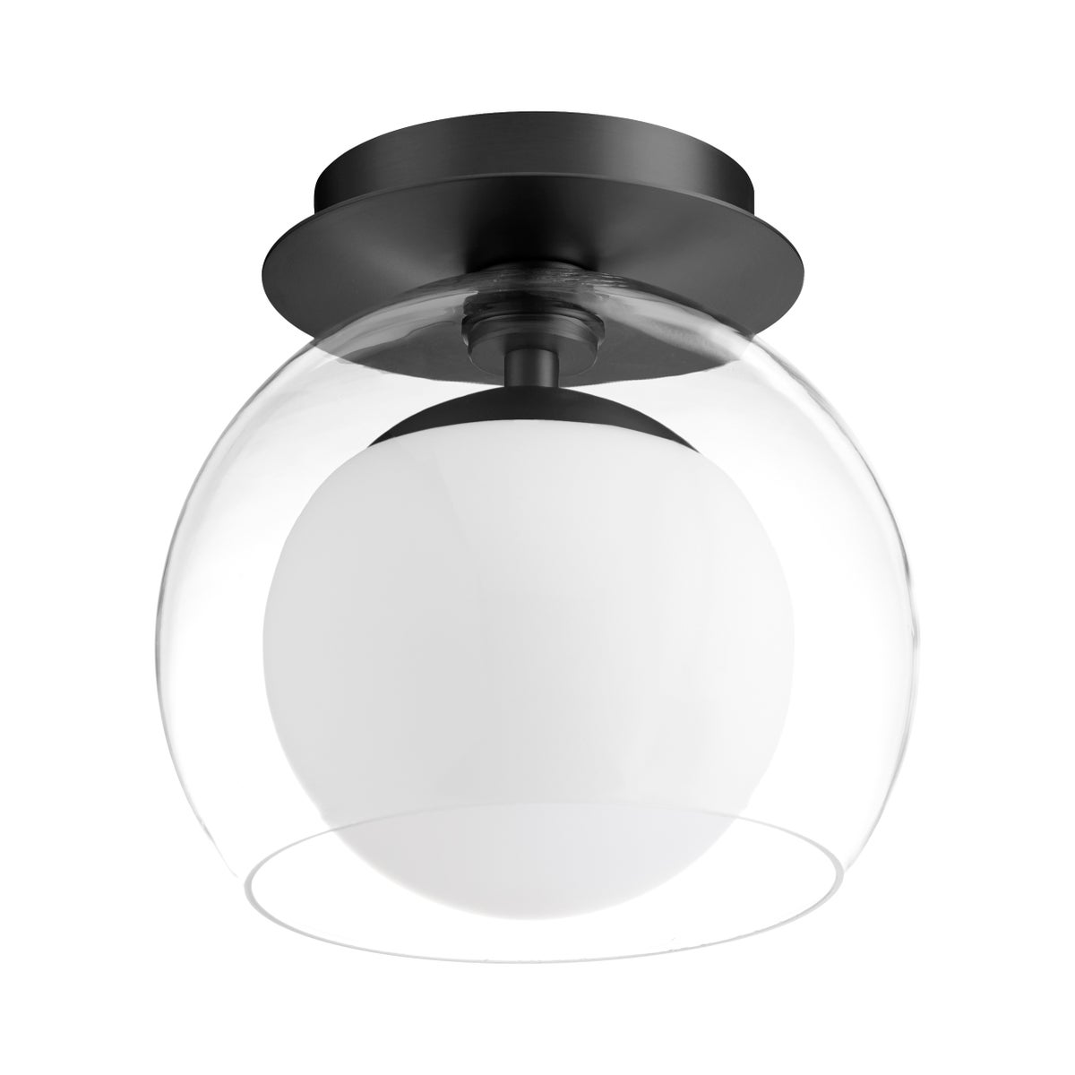 9" CLEAR with Opal Ceiling Mount Matte Black