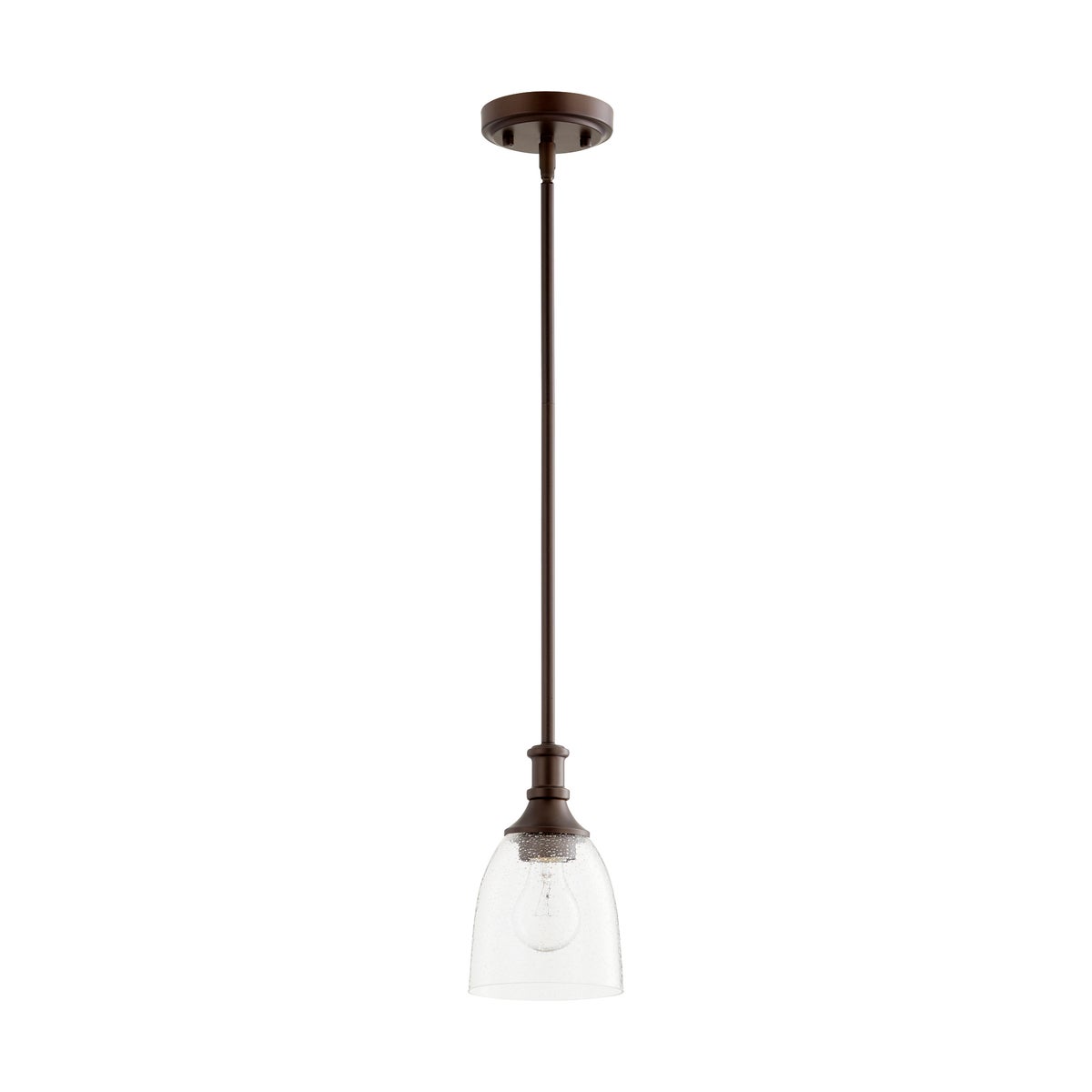 Richmond Oiled Bronze with Clear Seeded Glass Transitional Mini Pendant