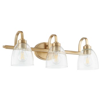 REYES 3 Light Clear Seeded Vanity - Aged Brass