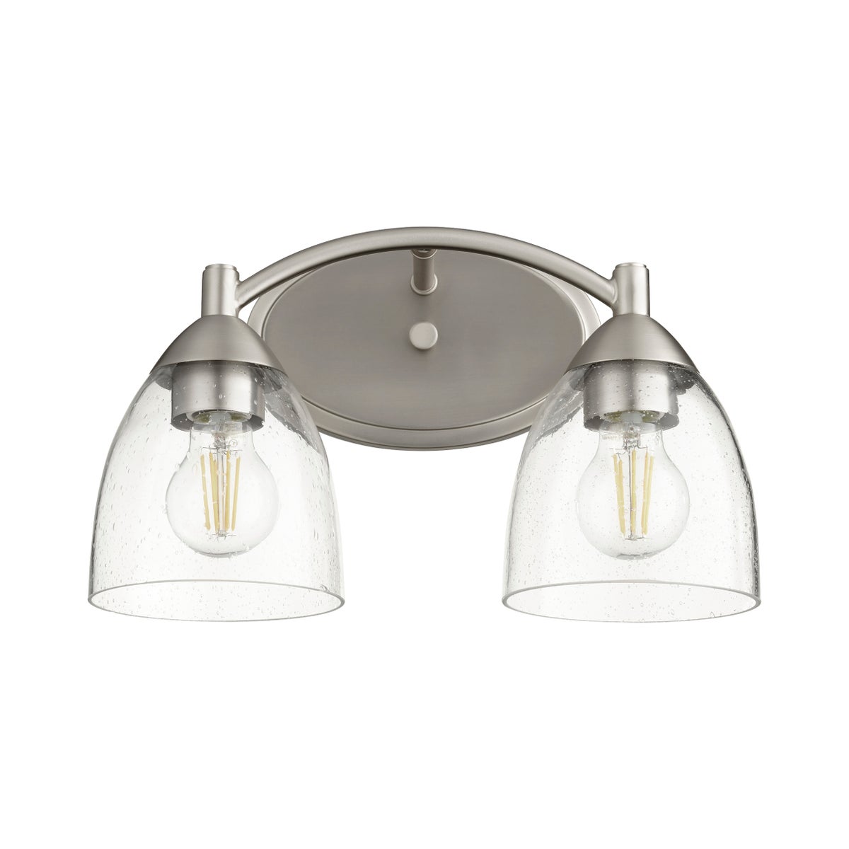 Barkley 2 Light Transitional Satin Nickel Clear Seeded Glass Vanity