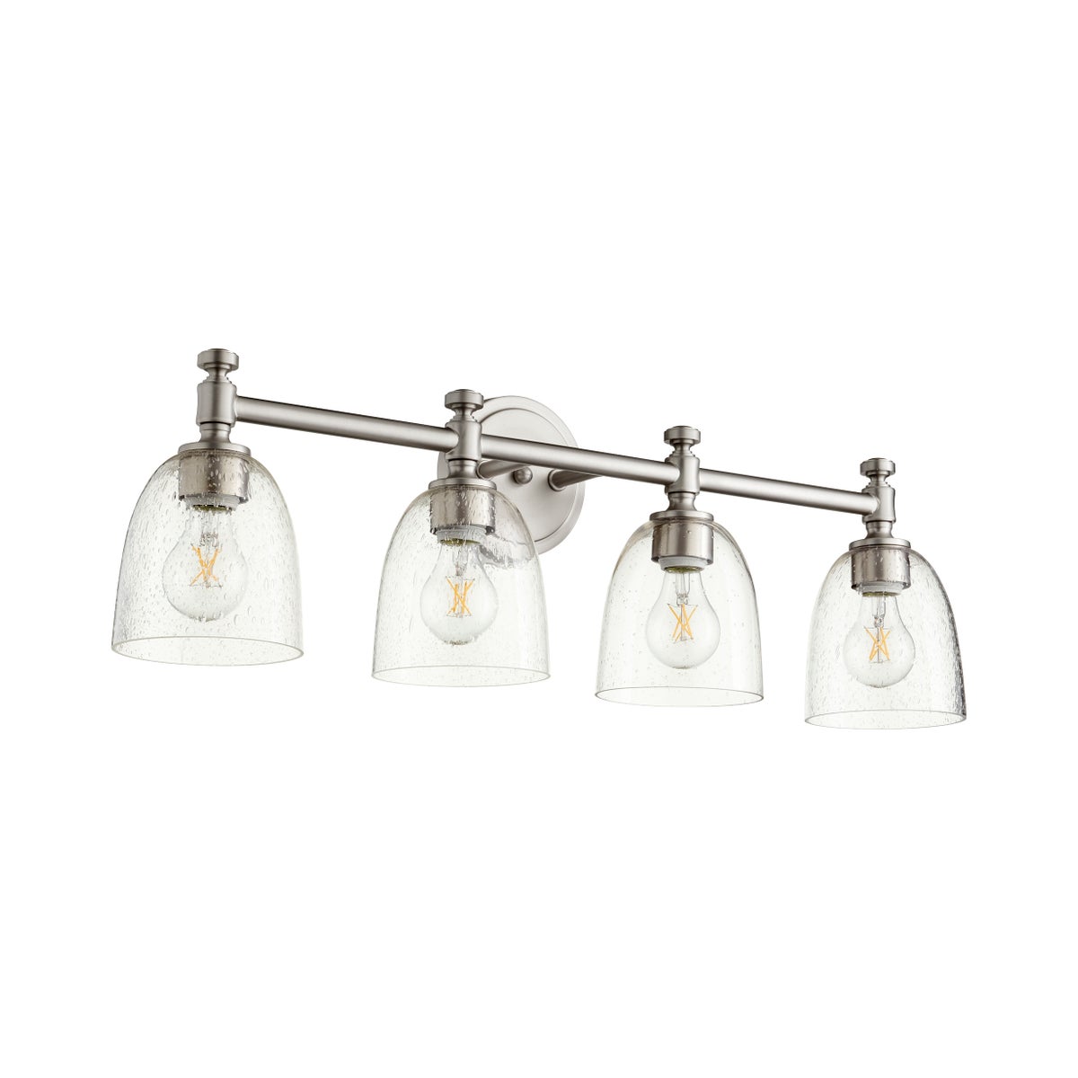 Rossington 4 Light Transitional Satin Nickel Clear Seeded Glass Vanity