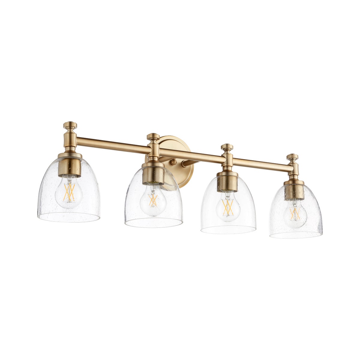 Rossington 4 Light Traditional Aged Brass Clear Seeded Glass Vanity