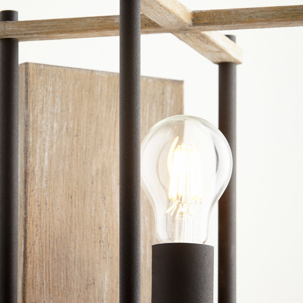 Silva 1 Light Transitional Black and Weathered Oak Finish Wall Sconce