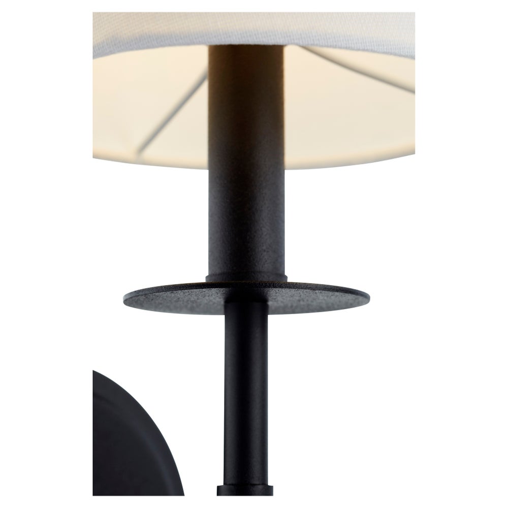 Adjustable 1-Light Linen Shade Black Sconce