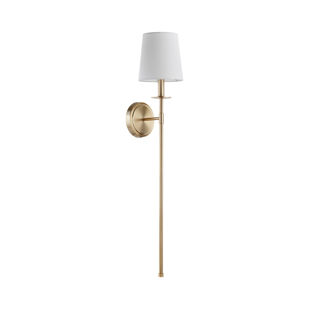 Adjustable 1-Light Linen Shade Aged Brass Sconce