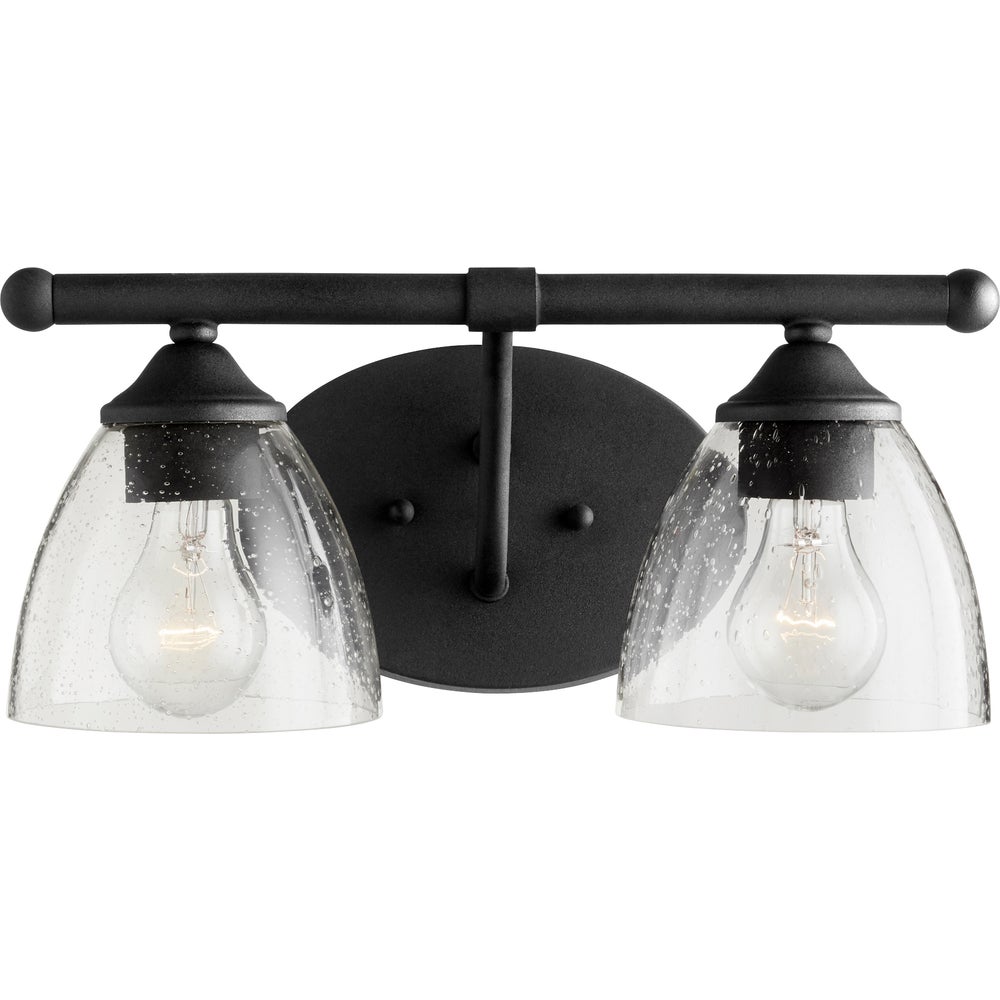 Brooks 2 Light Transitional Black with Clear Seeded Glass Vanity