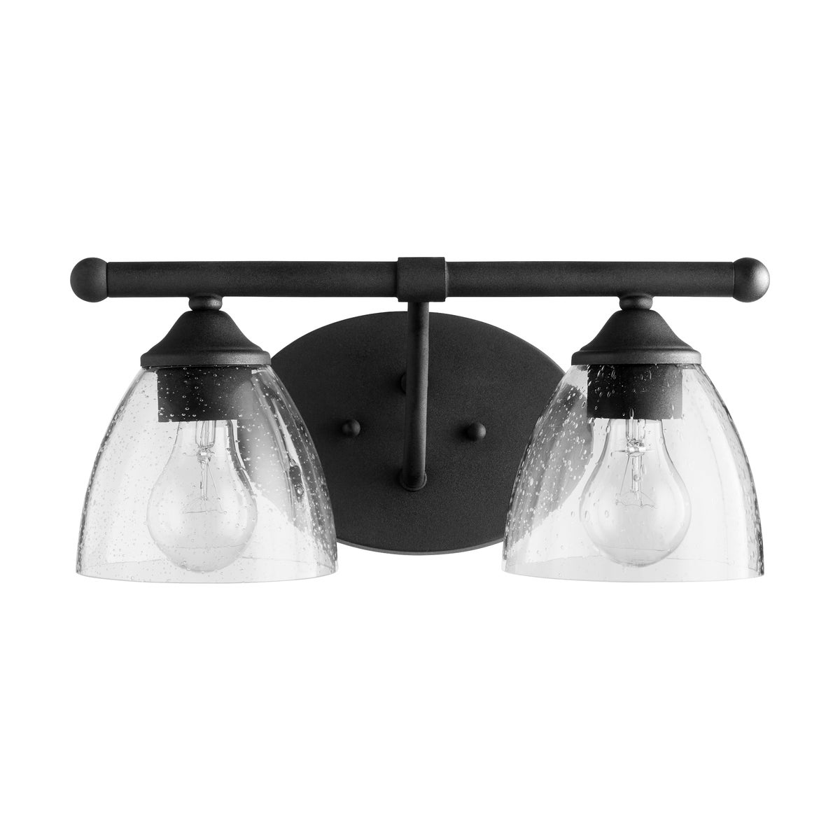 Brooks 2 Light Transitional Black with Clear Seeded Glass Vanity