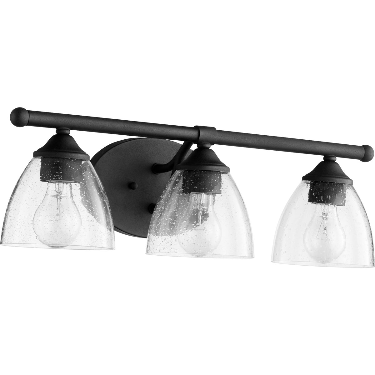 Brooks 3 Light Transitional Black with Clear Seeded Glass Vanity