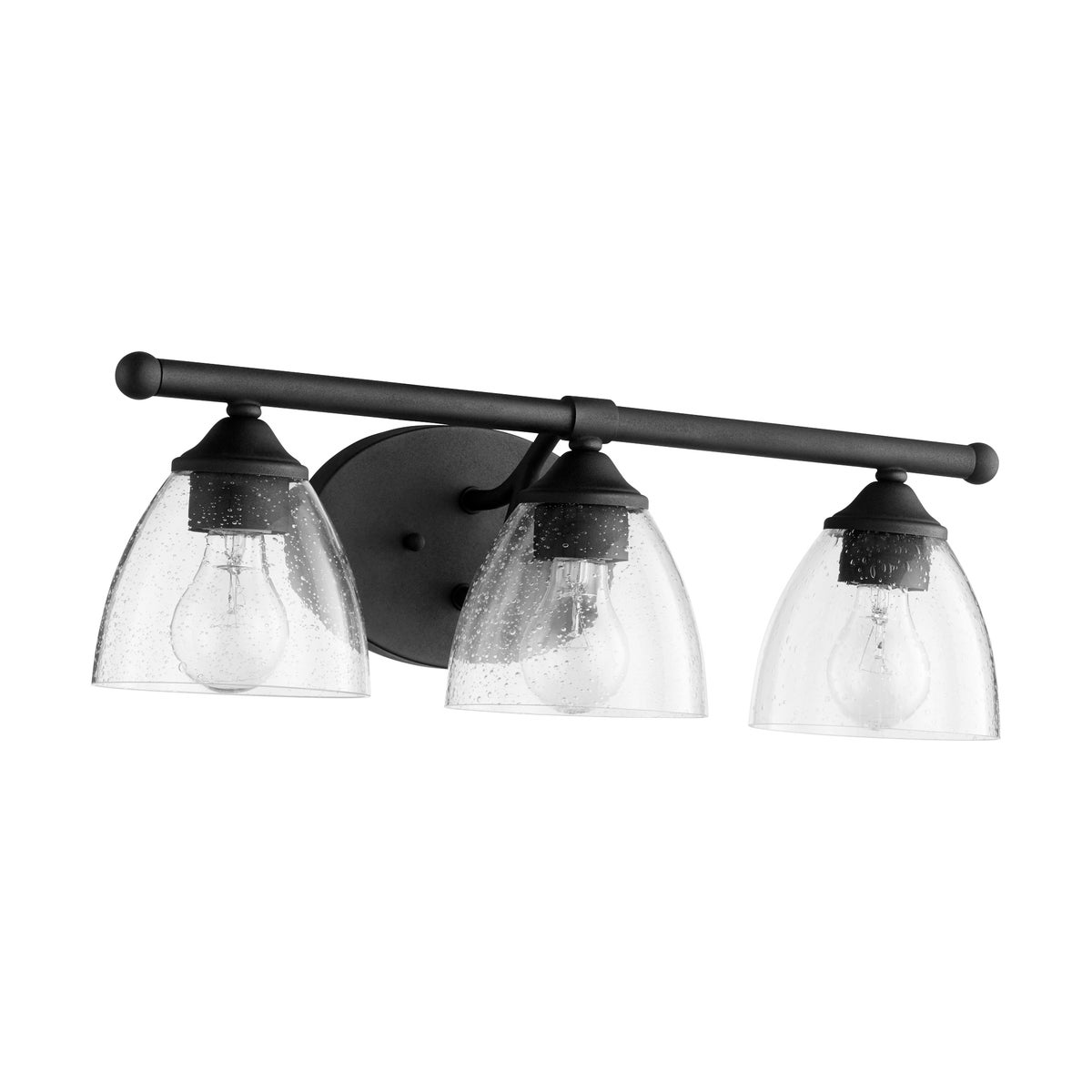 Brooks 3 Light Transitional Black with Clear Seeded Glass Vanity