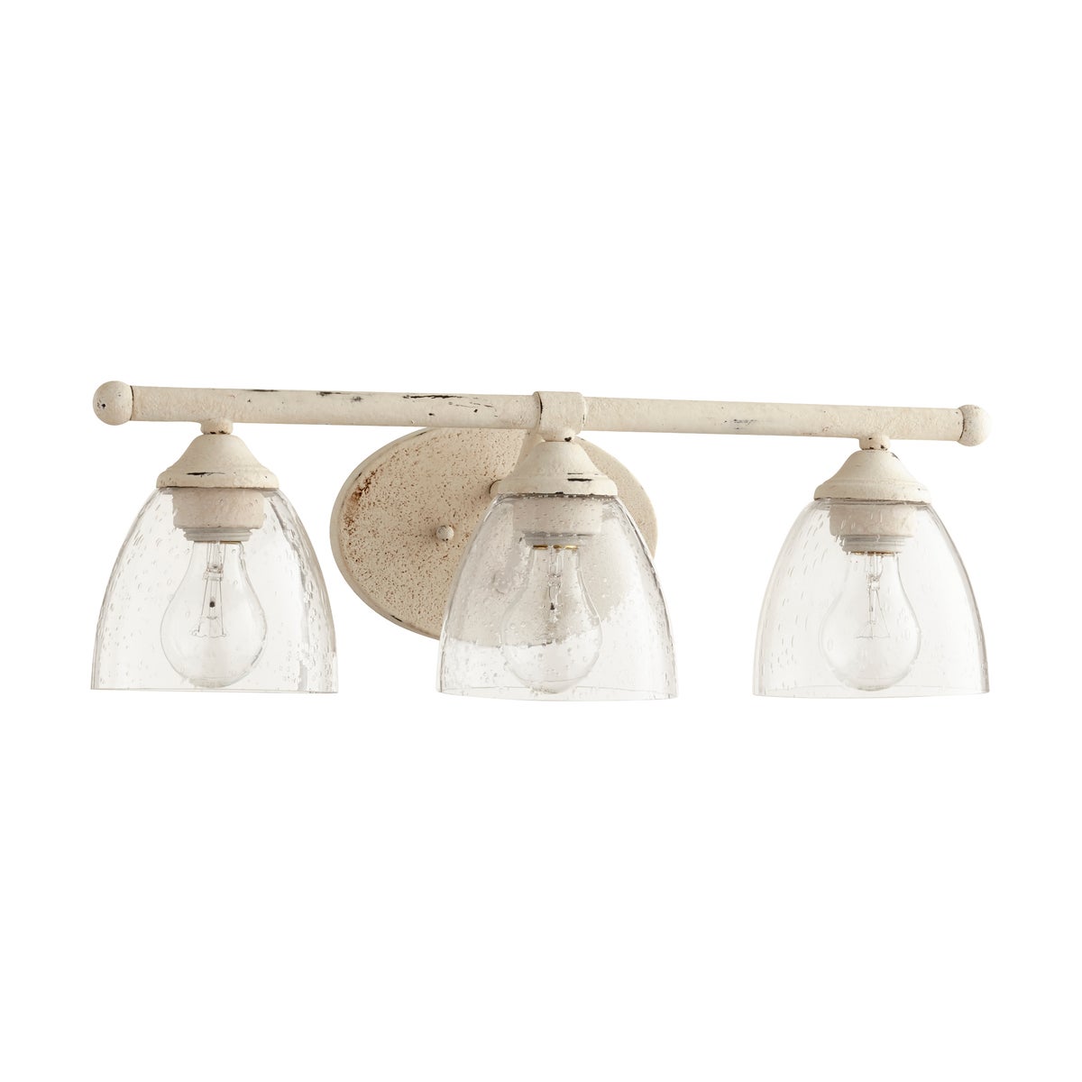 Brooks 3 Light Transitional Persian White Clear Seeded Glass Vanity