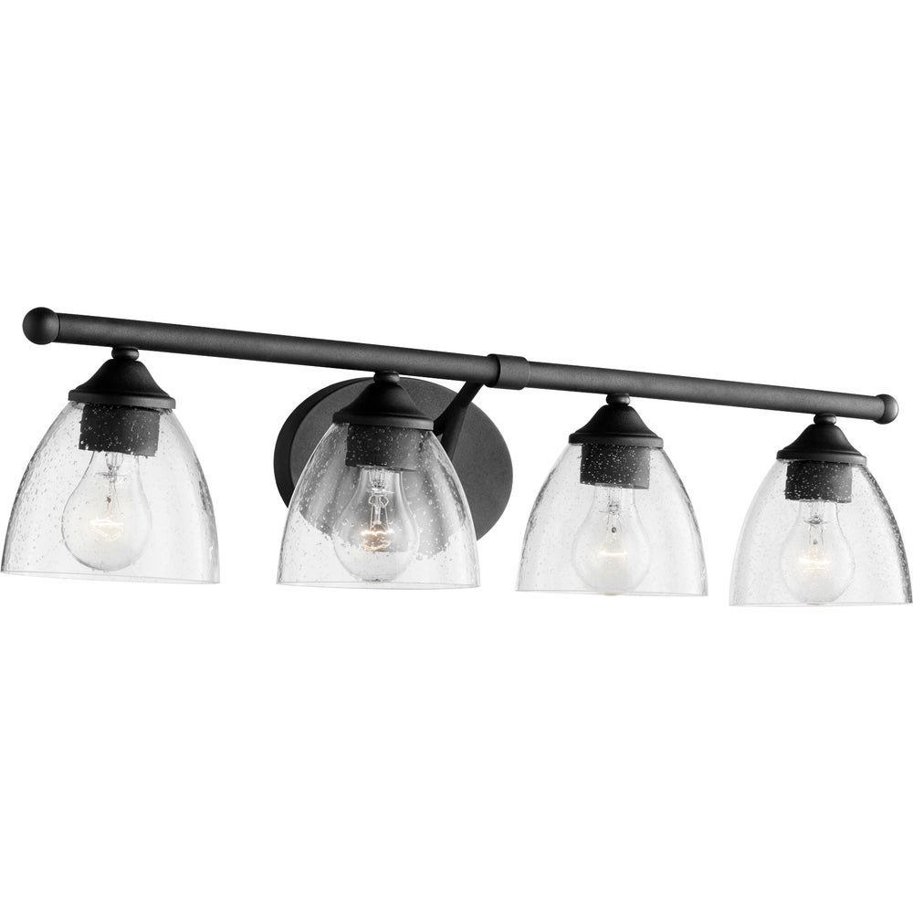 Brooks 4 Light Transitional Black with Clear Seeded Glass Vanity