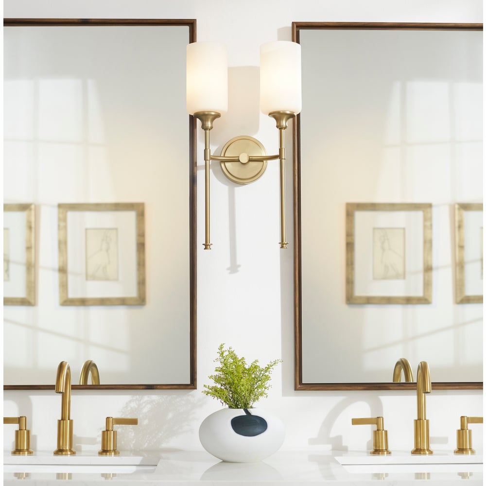 Celeste 2 Light Transitional Aged Brass Wall Sconce