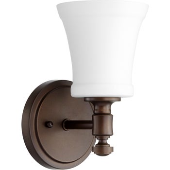 Rossington 1 Light Transitional Oiled Bronze Satin Opal Glass Wall Sconce