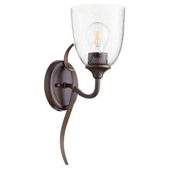 Jardin 1 Light Transitional Oiled Bronze Clear Seeded Glass Wall Sconce