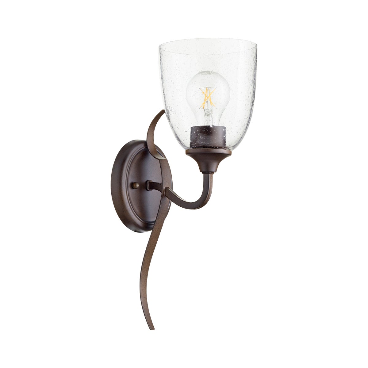 Jardin 1 Light Transitional Oiled Bronze Clear Seeded Glass Wall Sconce