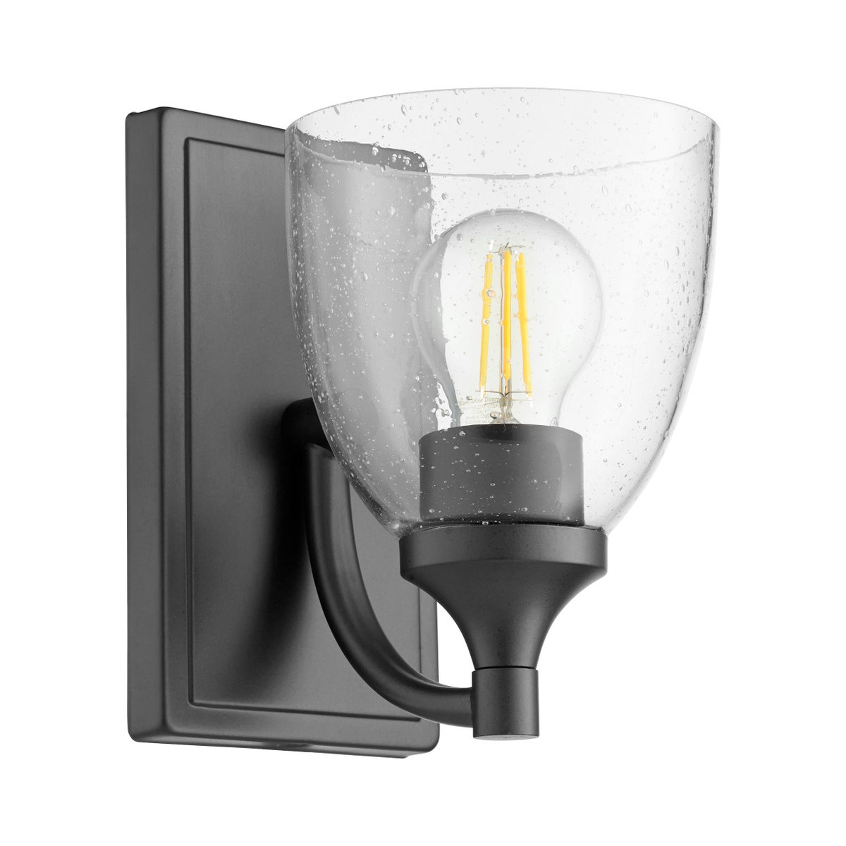 ENCLAVE 1 Light Clear Seeded Wall Mount - Matte Black