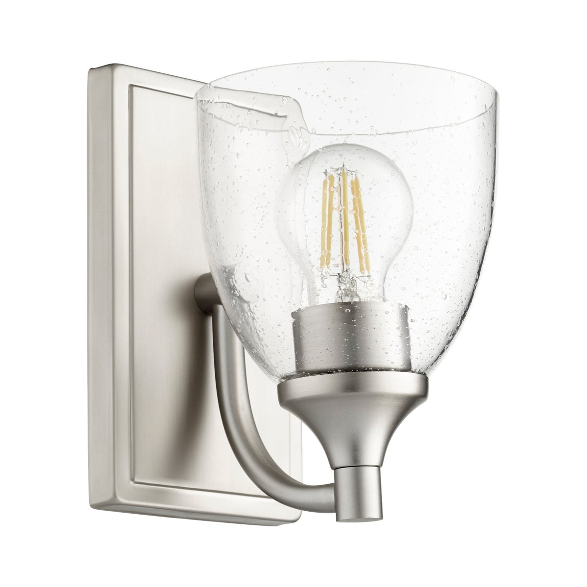 Enclave 1 Light Transitional Satin Nickel Clear Seeded Glass Wall Sconce