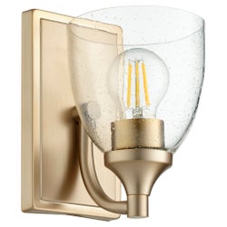 Enclave 1 Light Transitional Aged Brass Clear Seeded Glass Wall Sconce